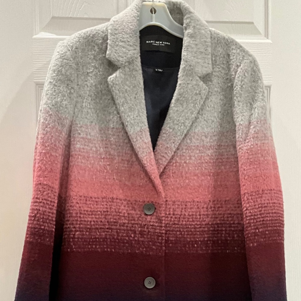 Marc New York by Andrew Marc Womens Bellaire Ombre Wool blend, Two button notch